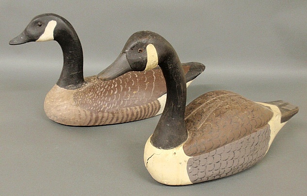 Appraisal: - Two paint decorated Canada goose decoys largest signed G