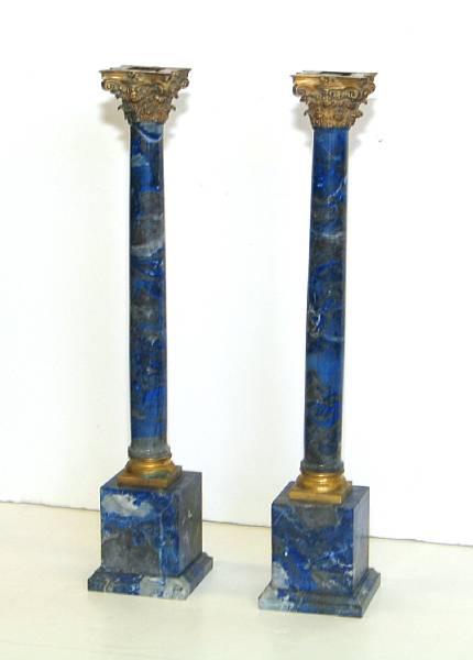 Appraisal: A pair of Neoclassical style gilt bronze mounted variegated blue