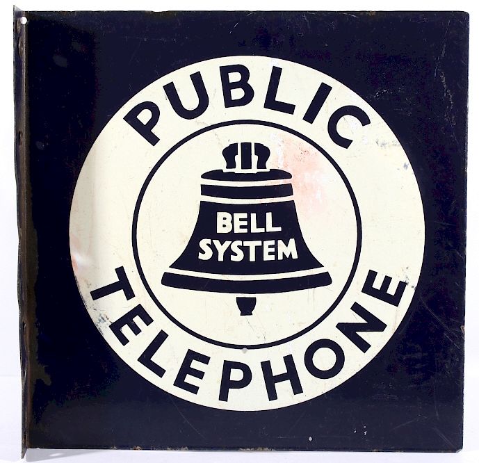 Appraisal: Original Porcelain Enamel Telephone Bell Sign Included in this lot