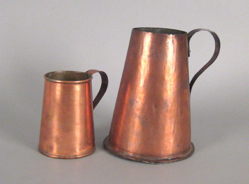 Appraisal: Two copper pitchers th c one impressed CM possibly for