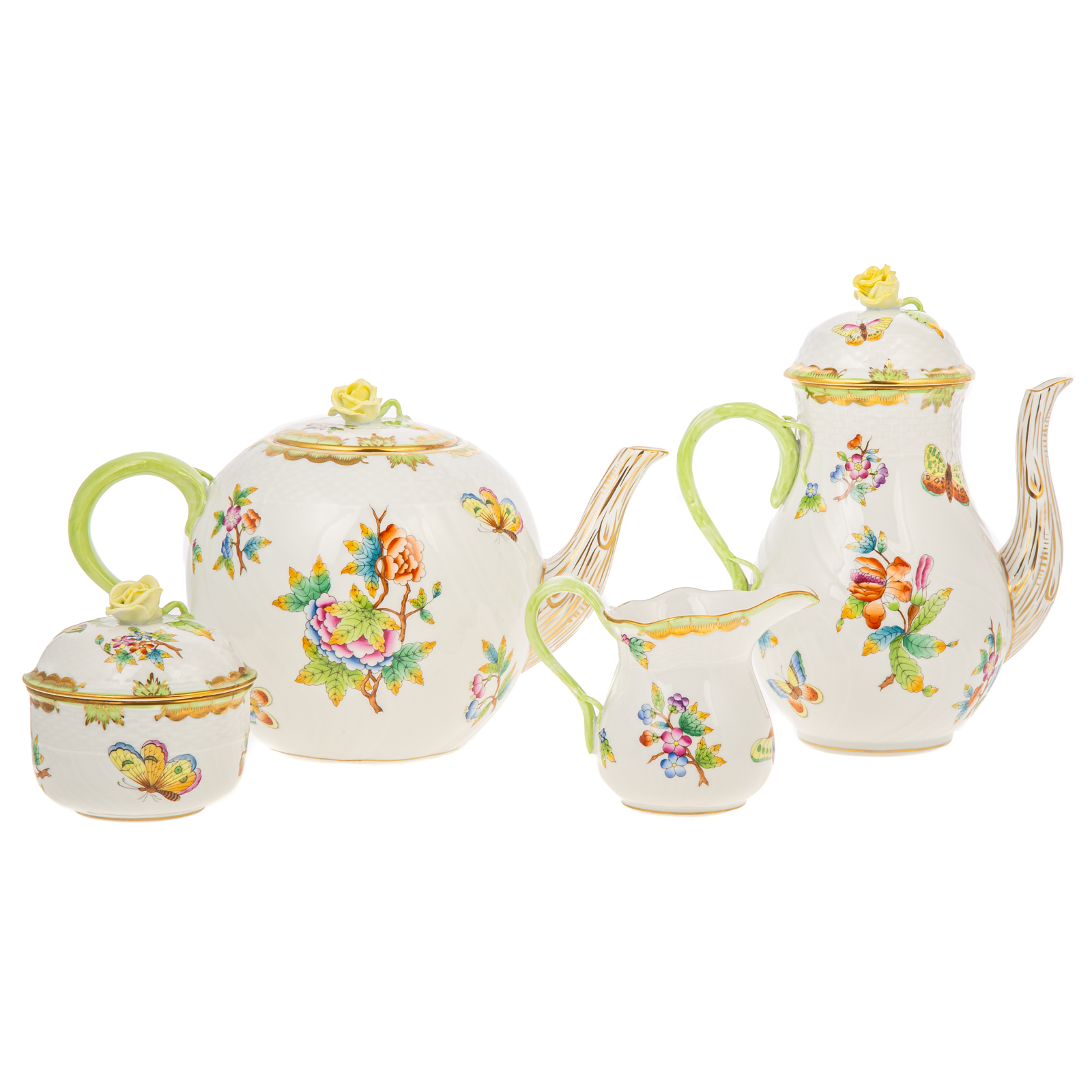 Appraisal: HEREND PORCELAIN FOUR PIECE COFFEE TEA SERVICE In the Queen