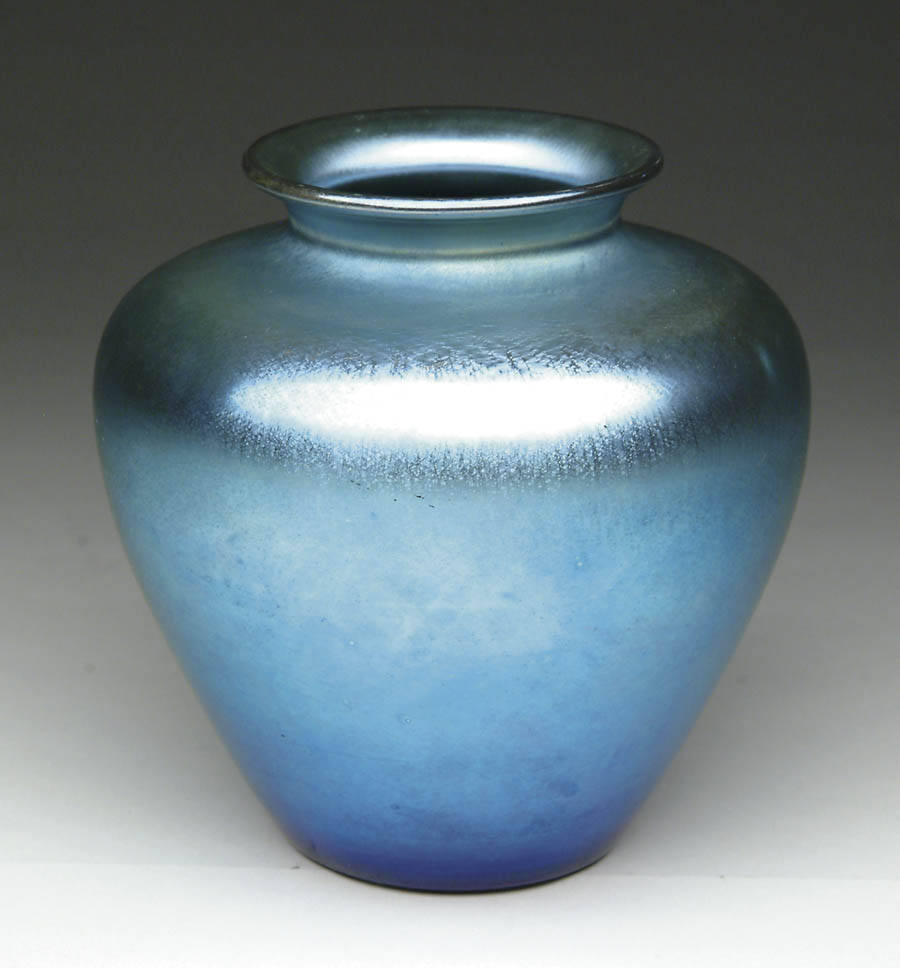 Appraisal: STEUBEN BLUE AURENE VASE Beautiful Steuben Aurene shoulder vase has