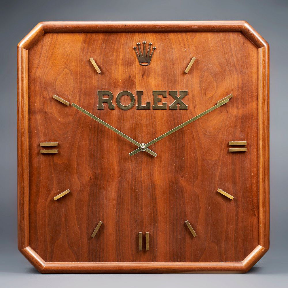 Appraisal: Vintage Rolex Wooden Wall Clock Rolex Switzerland One late twentieth