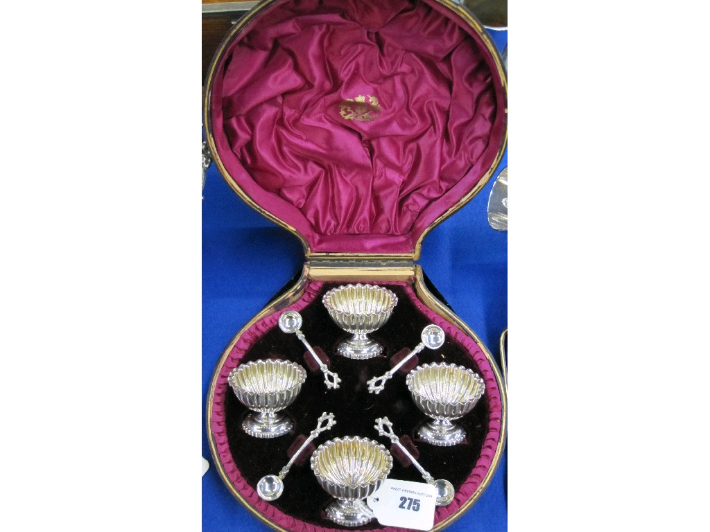 Appraisal: Cased set of four silver plated salts with servers