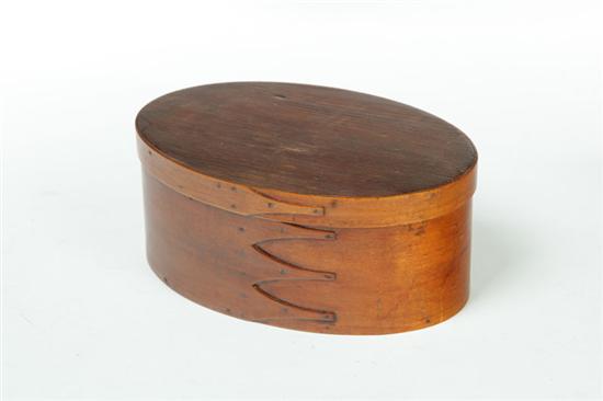 Appraisal: PANTRY BOX Shaker nd half- th century Bentwood oval box