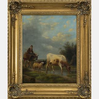 Appraisal: Artist Unknown Continental School th Century Pastoral Scene Oil on