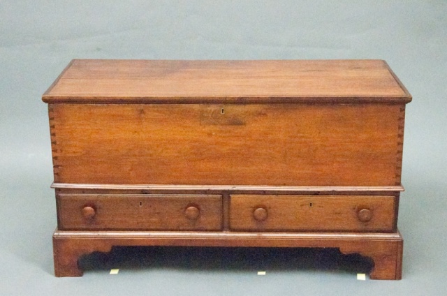 Appraisal: Chippendale Cherry Blanket Chest Two drawers on bracket feet