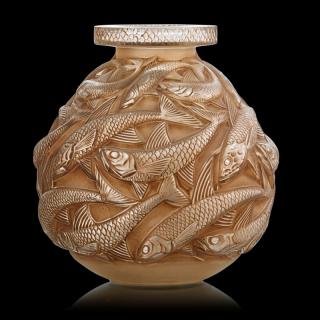 Appraisal: LALIQUE Rare Salmonides vase LALIQUERare Salmonides vase France des M