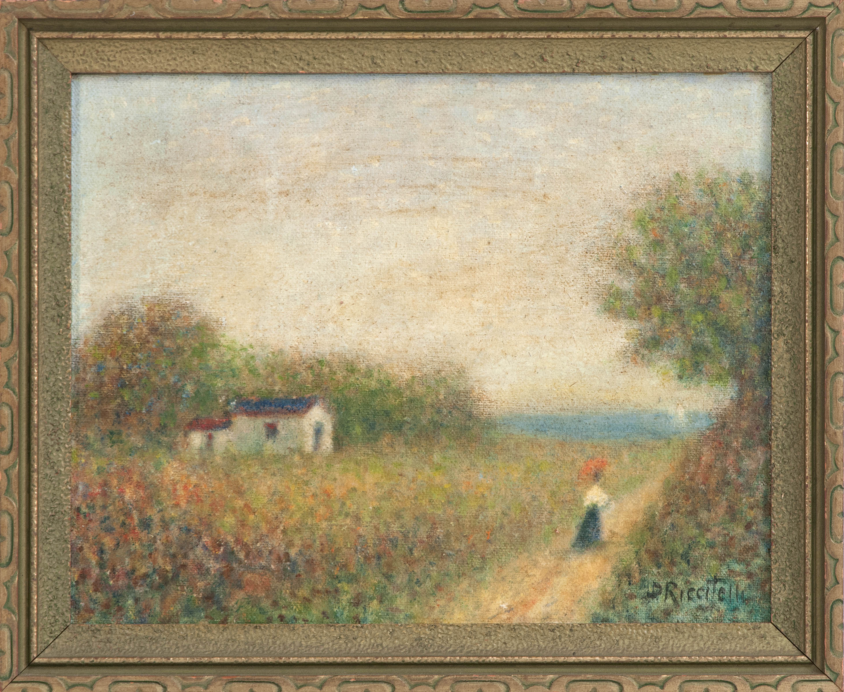 Appraisal: DOMENICO RICCITELLIItalian American b Landscape with figure Signed lower right