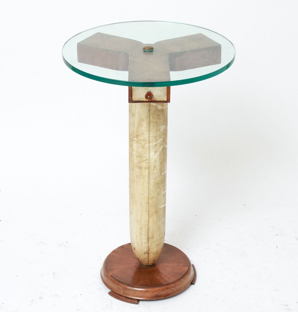 Appraisal: Ruhlmann Manner Art Deco Glass Top Side Table In the