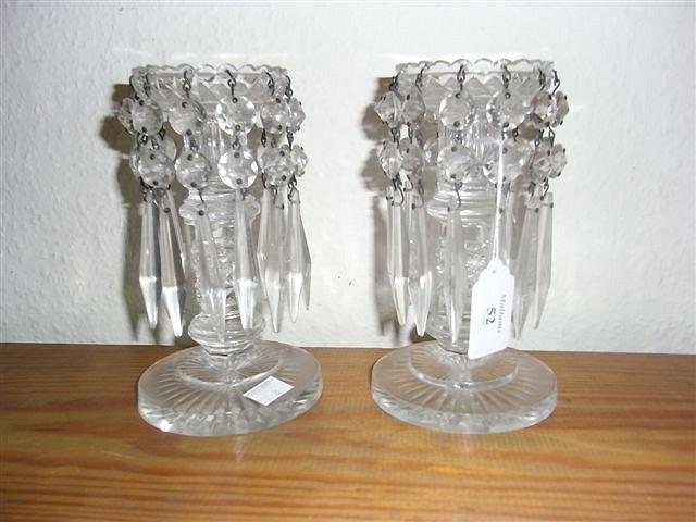 Appraisal: A PAIR OF SMALL CUT GLASS LUSTRES high