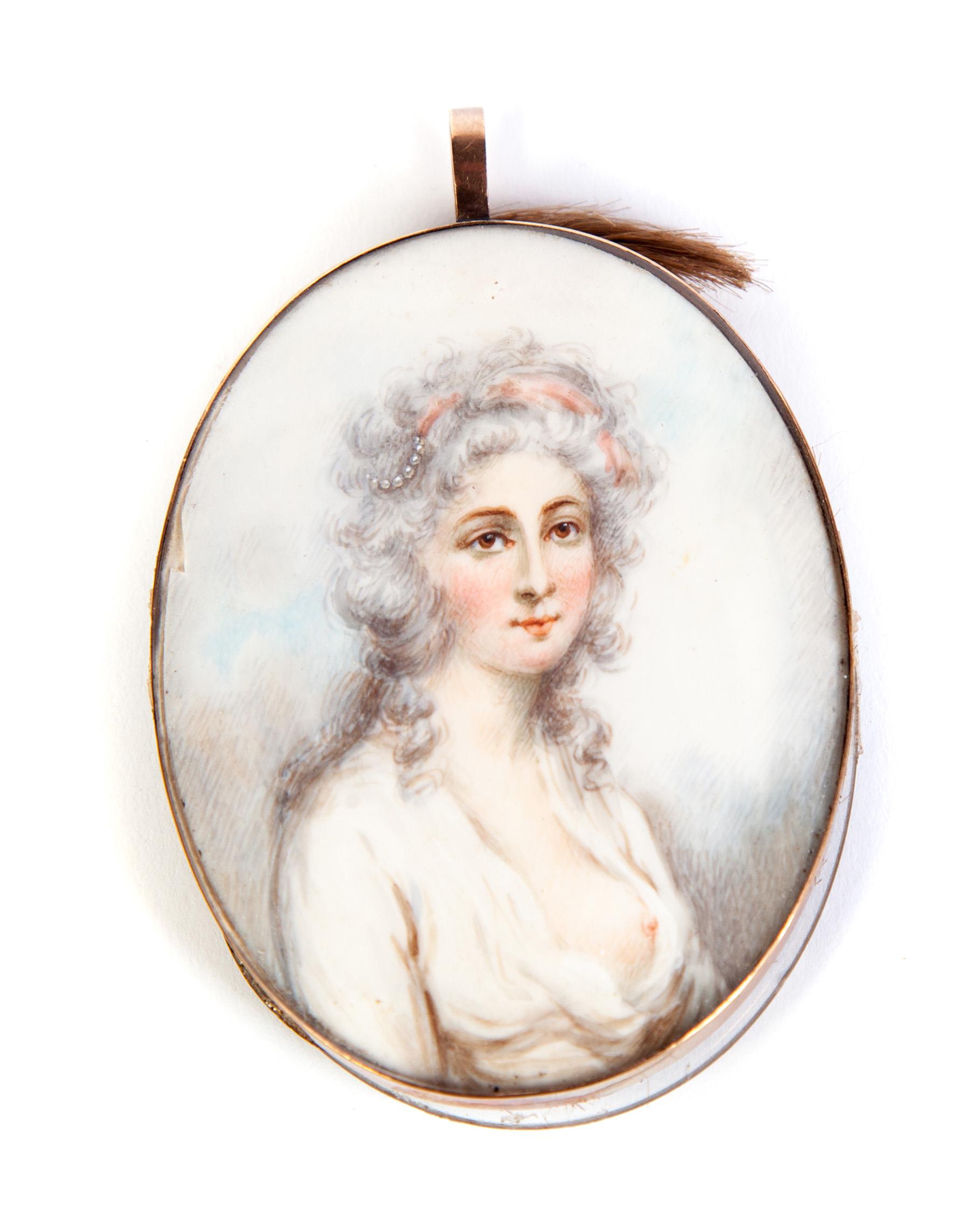 Appraisal: MINIATURE PORTRAIT OF A WOMAN Late th century In the