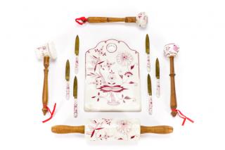 Appraisal: Group of Meissen Attr Red Onion Kitchen Tools Attributed to