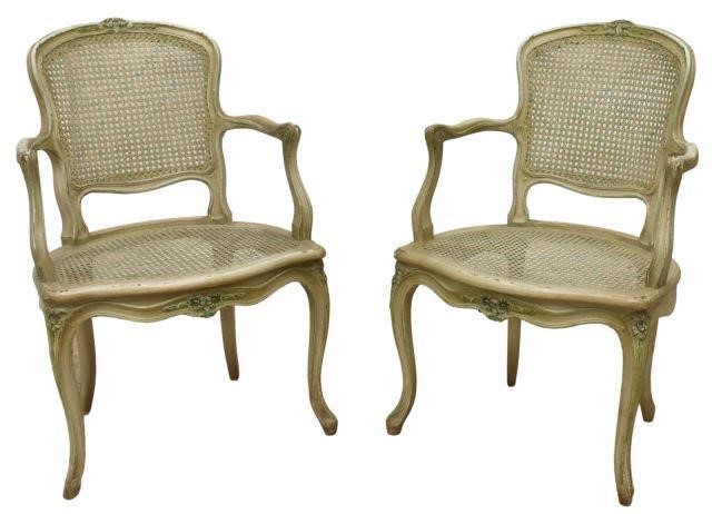 Appraisal: lot of French Louis XV style armchairs th c painted