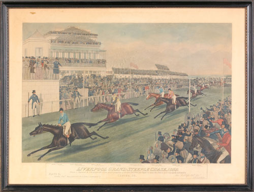 Appraisal: After Hunt colored engraving titled Liverpool Grand Steeplechase by Laird