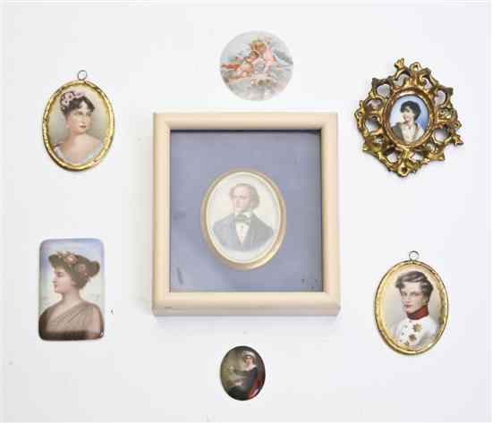 Appraisal: A Collection of Seven Continental Porcelain Portrait Miniatures comprising a