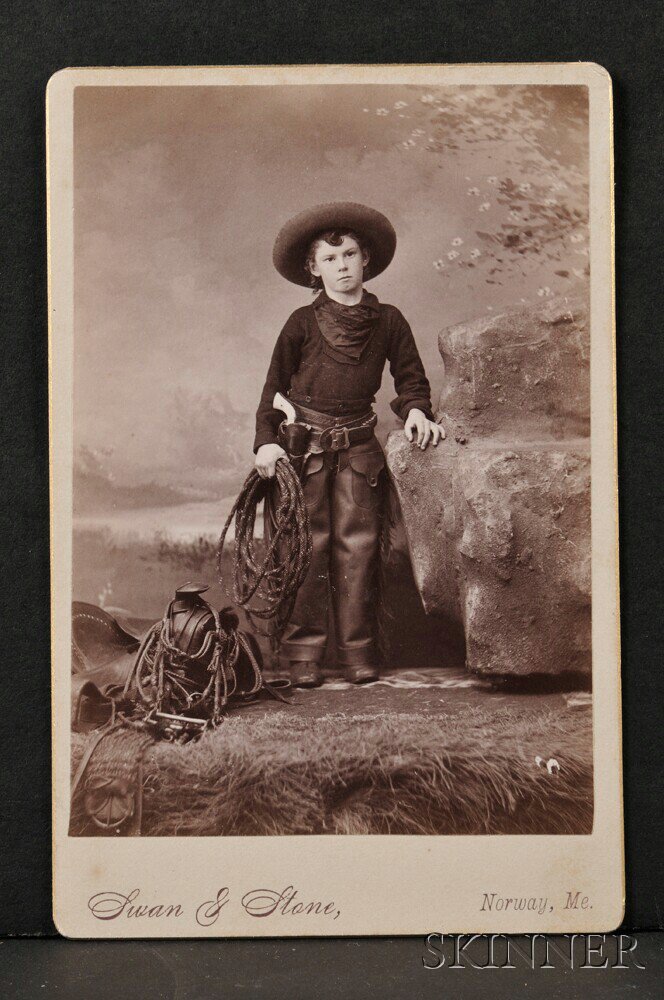 Appraisal: Seven Cabinet Card Photographs Depicting Wild West Show Performers includes