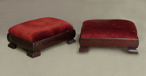 Appraisal: Pair of Empire mahogany foot stools th c h w