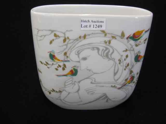 Appraisal: Bjorn Winblad Rosenthal Porcelain Vase lady with birds '' excellent