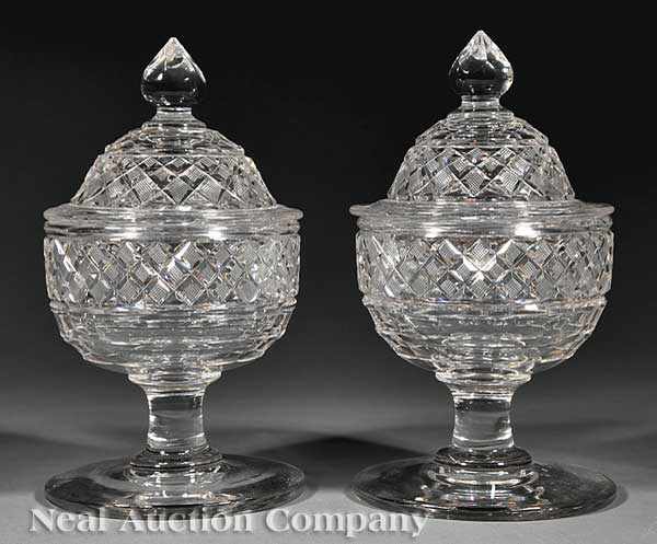 Appraisal: A Fine Pair of American Cut Glass Lidded Compotes c