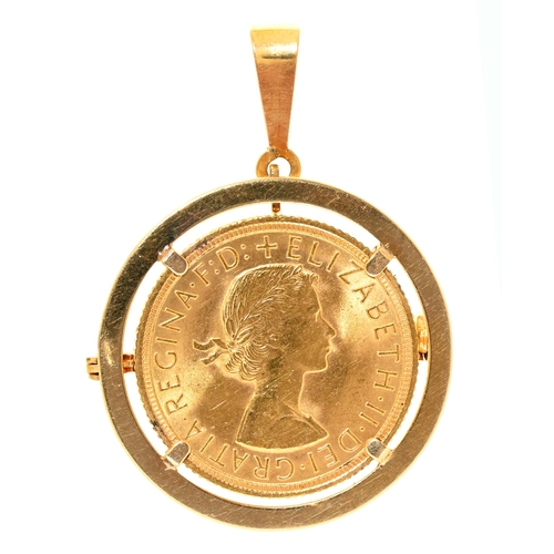 Appraisal: Gold coin Sovereign mounted in a gold pendant marked g