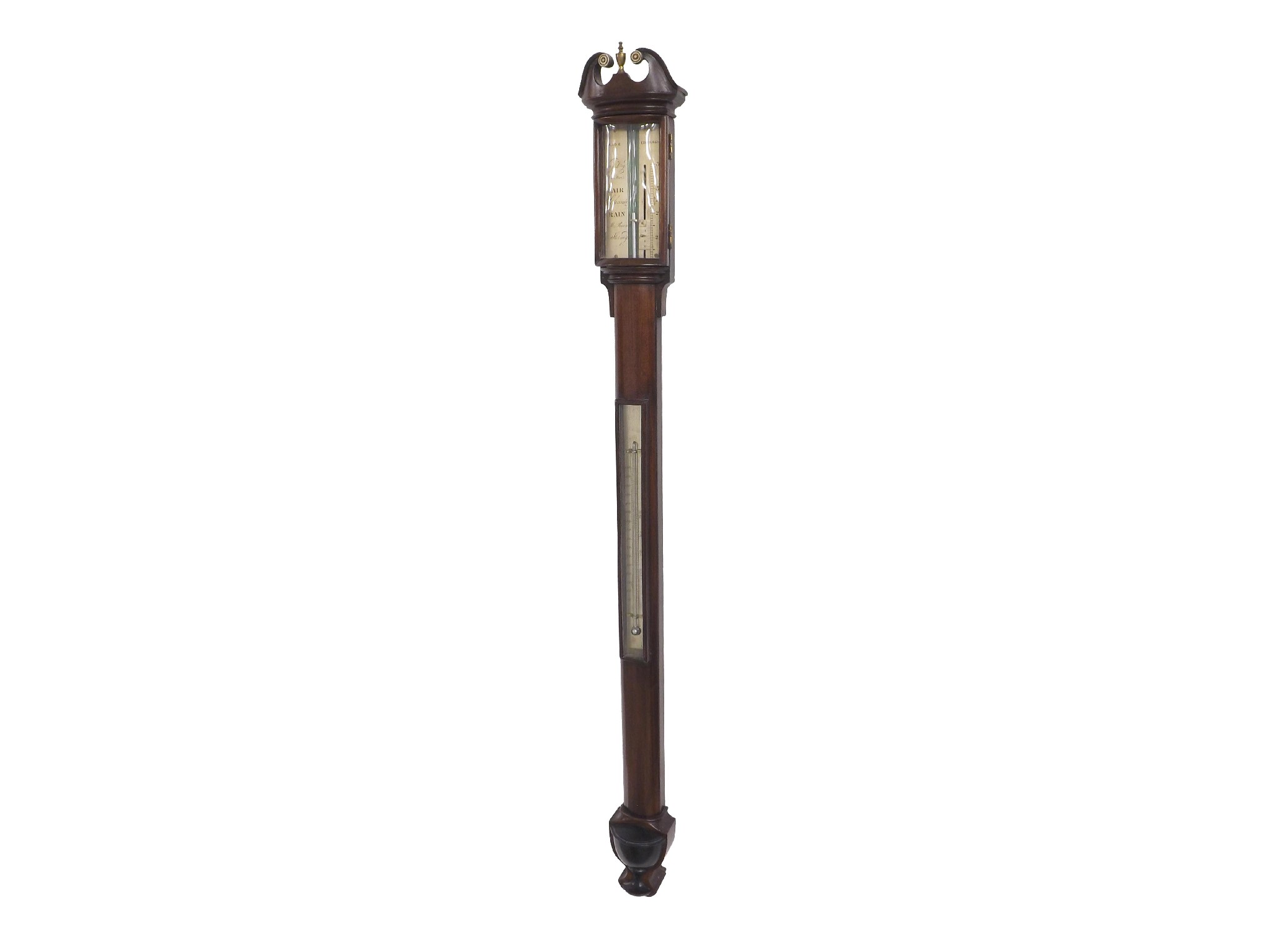 Appraisal: Fine Scottish mahogany bowfront stick barometer the silvered scale signed