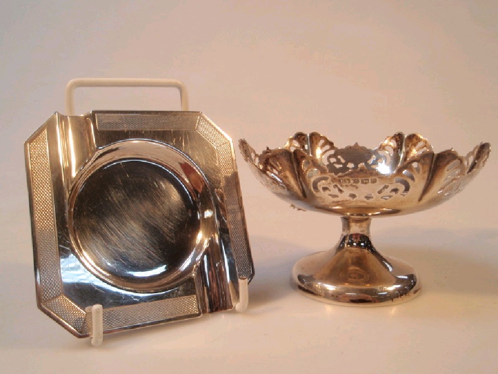 Appraisal: A silver bon-bon dish with pierced decoration Sheffield together with