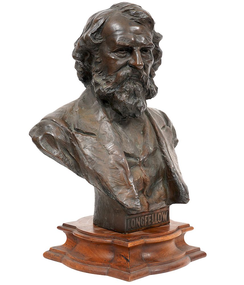 Appraisal: Hans Muller th C Bronze Bust of Longfellow Hans Muller