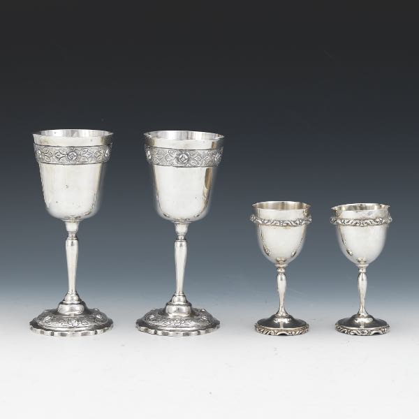 Appraisal: TWO LARGE SANBORNS STERLING SILVER GOBLETS AND TWO SMALL GOBLETS