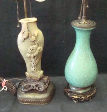 Appraisal: Asian Lamps - celadon possibly jade From a Rye NY