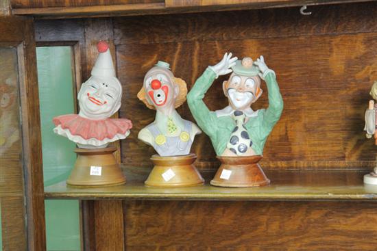 Appraisal: THREE EDWARD ROHN CLOWN BUSTS Two from one from All