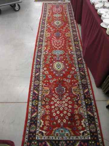 Appraisal: Tabriz Persian Handmade Runner floweringobjects with leaf floral trim rich