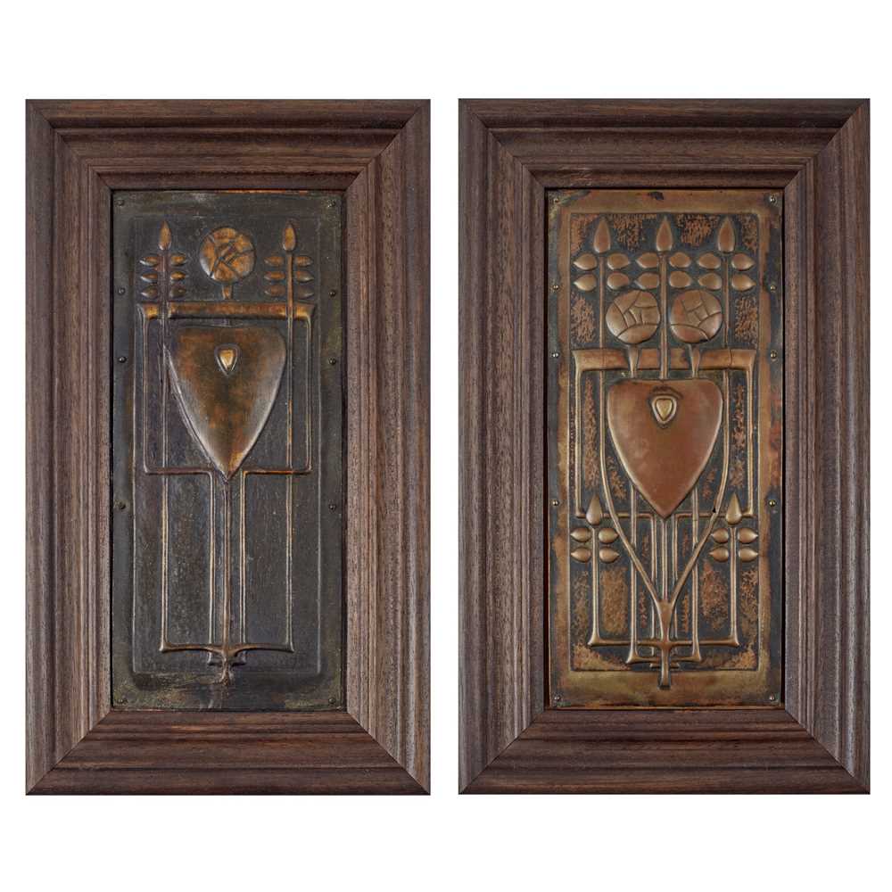 Appraisal: TALWIN MORRIS - TWO RARE GLASGOW SCHOOL PANELS CIRCA brass