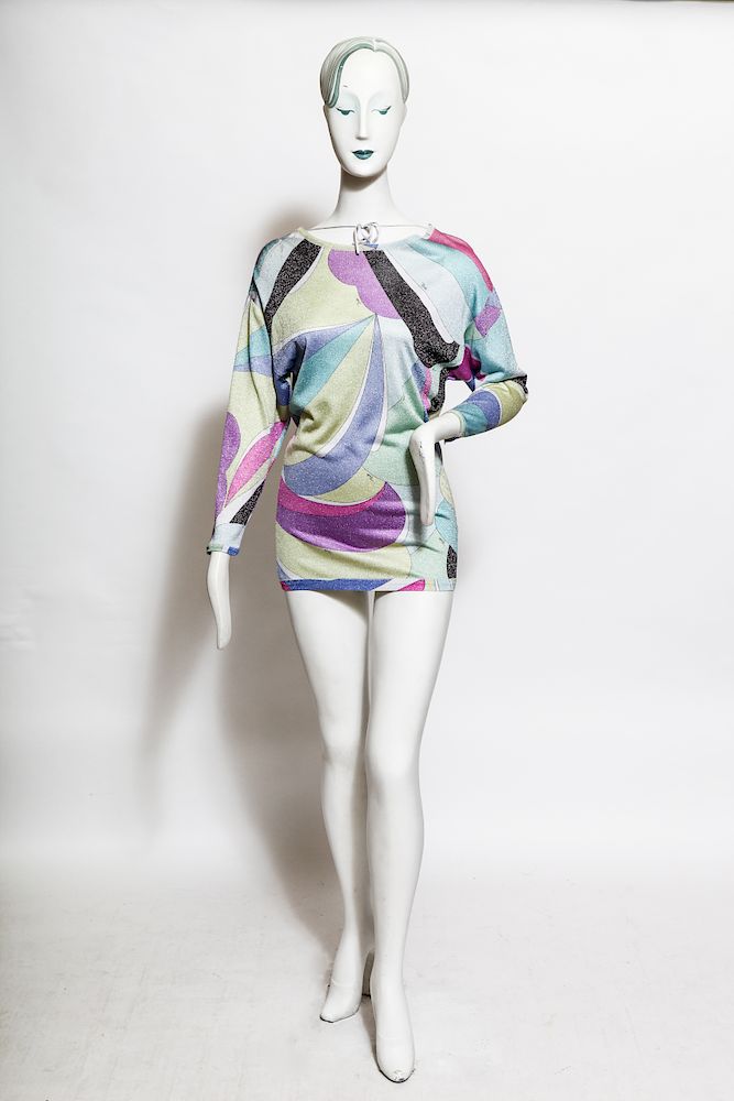 Appraisal: Emilio Pucci Glitter Lurex Printed Couture Top Emilio Pucci glitter