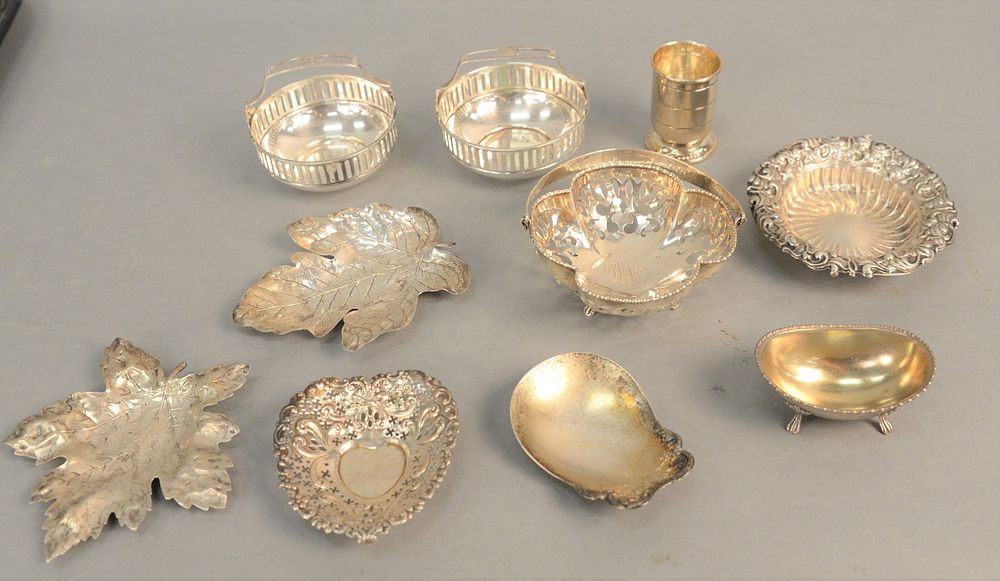 Appraisal: Group of sterling silver to include nut dishes leaf dishes