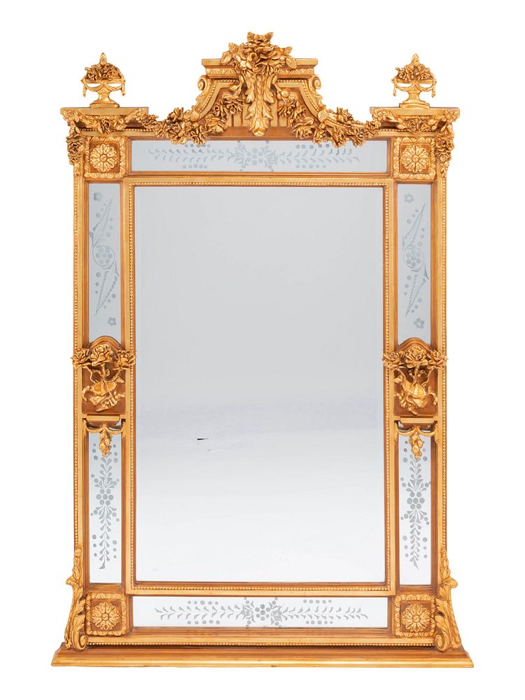 Appraisal: A Pair of Louis XVI Style Gilded Mirrors A Pair