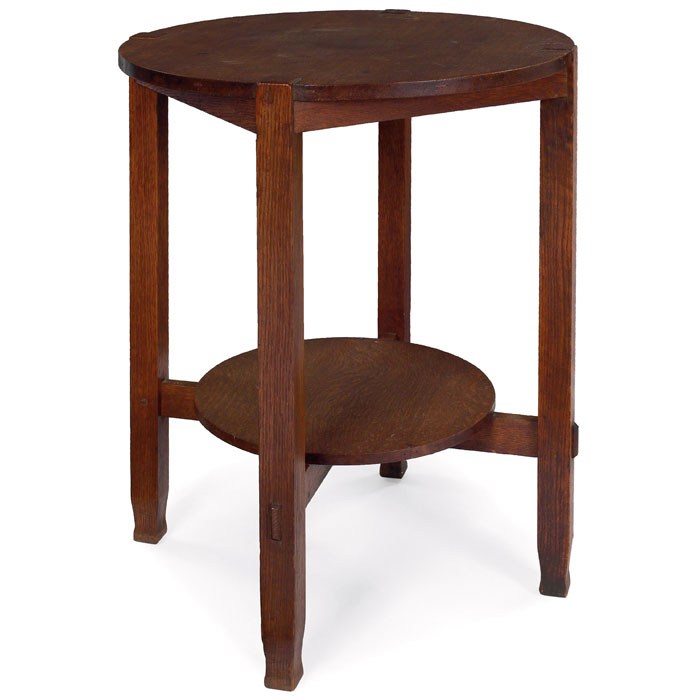 Appraisal: Stickley Brothers lamp table circular top over a lower shelf