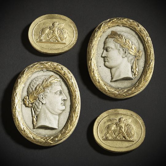 Appraisal: Two Pairs of Plaster Medallions one a diminutive pair of