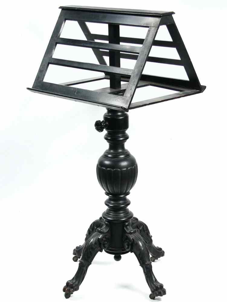 Appraisal: VICTORIAN DOUBLE-SIDED MUSIC STAND - Finely carved and ebonized parlor