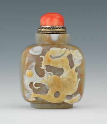 Appraisal: A Chinese Large Carved Agate Snuff Bottle With Dragon and