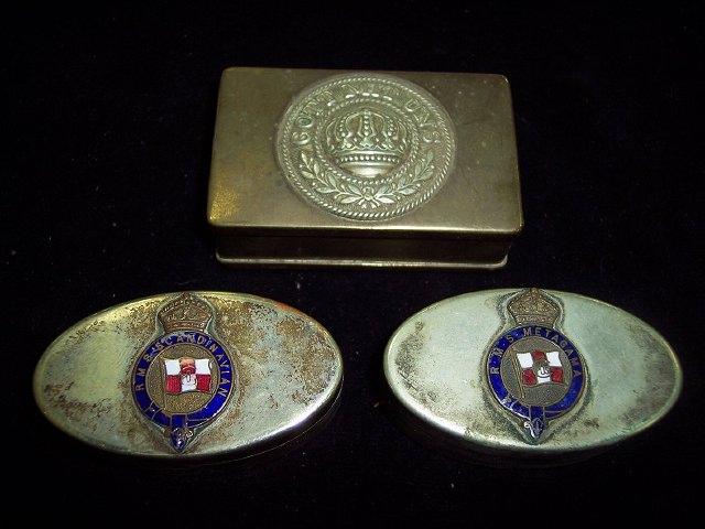 Appraisal: Two oval boxes each with enamel badge to the lid