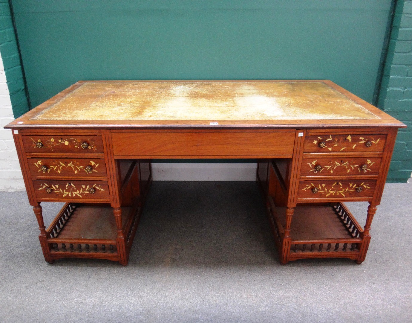 Appraisal: A late th century Anglo-Indian bone inlaid rosewood writing desk