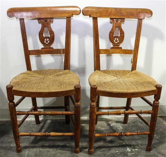 Appraisal: Sale Lot A Pair of Neoclassical Style Fruitwood Side Chairs