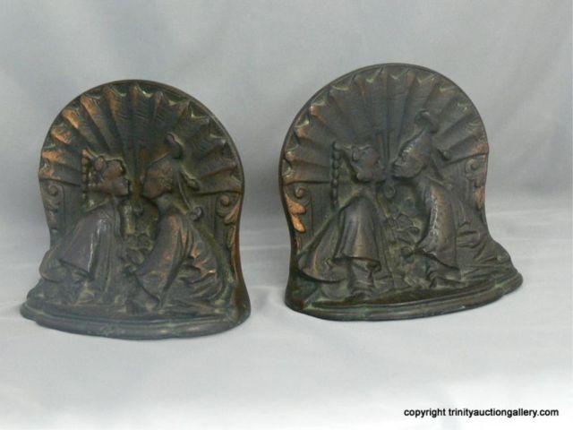 Appraisal: Antique Brass Oriental Kissing Couple Bookends