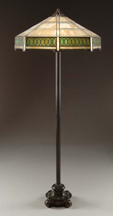 Appraisal: HANDEL LEADED FLOOR LAMP Wonderful Handel floor lamp features eight