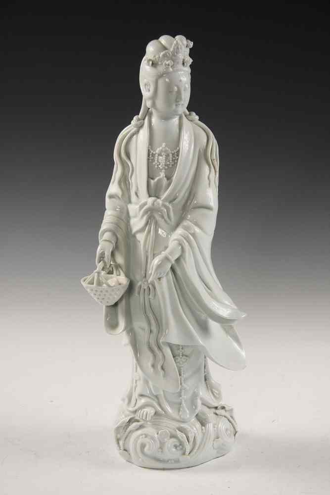 Appraisal: BLANC DE CHINE STATUE - Blanc de Chine Figure of