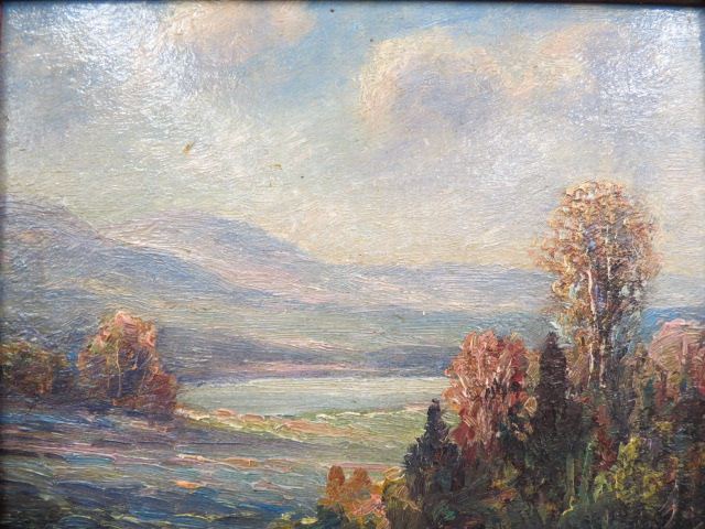 Appraisal: Oil Painting Valley Landscape on board image area x unsigned