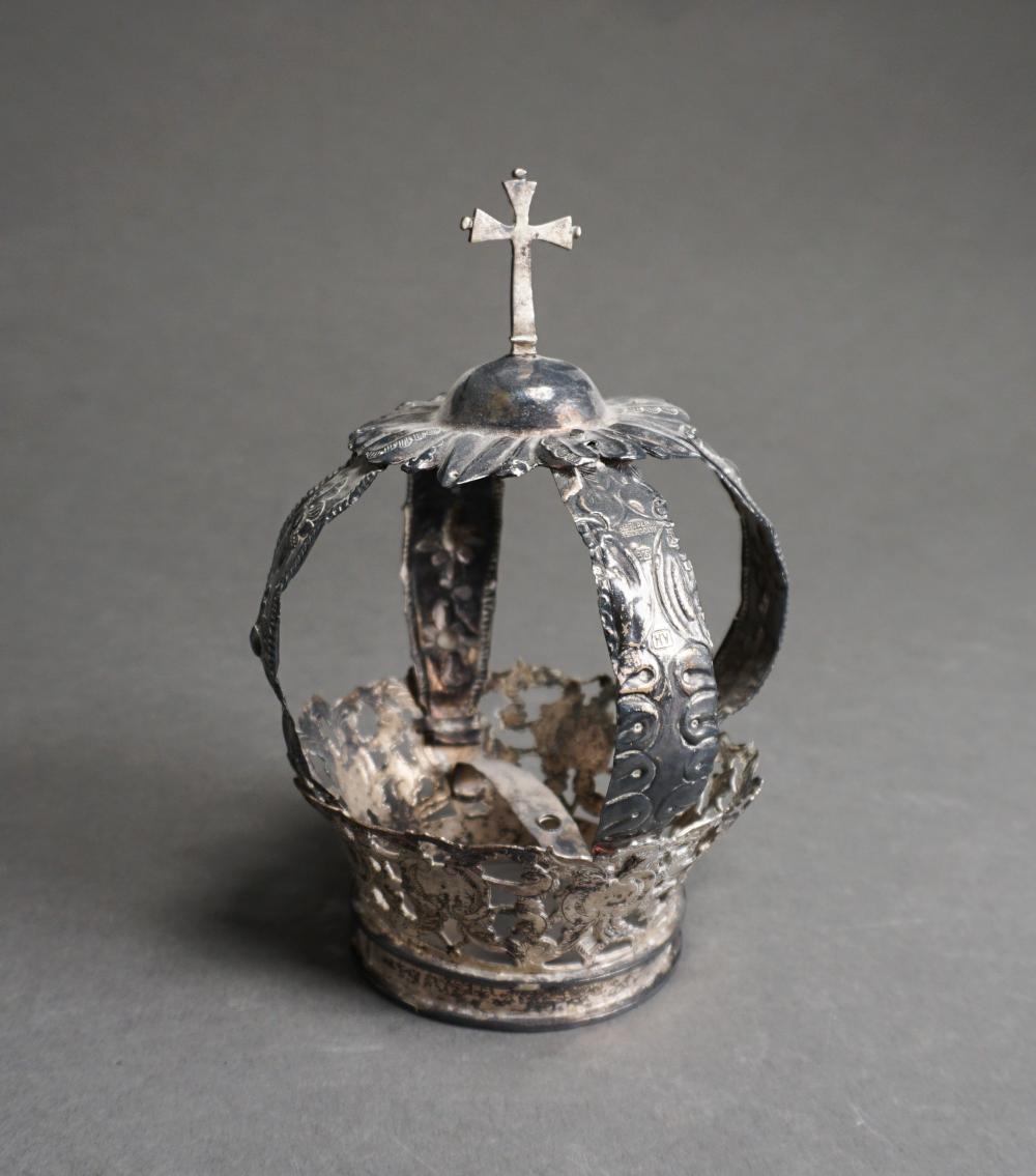 Appraisal: PROBABLY PERUVIAN SILVER ECCLESIASTICAL CROWN OZTProbably Peruvian Silver Ecclesiastical Crown