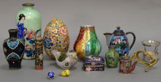 Appraisal: Group of enameled and cloisonne pieces to include two enameled