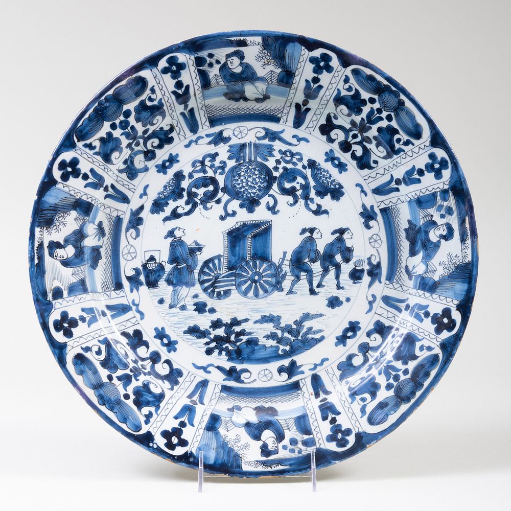 Appraisal: Delft Blue and White Charger with Figures in diam Property